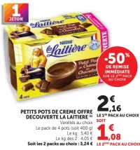 Petits pots de crème chocolat La Laitière