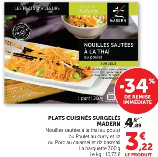 Plats Cuisinés Surgelés Madern Nouilles sautées à la thaï au poulet