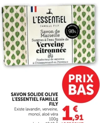 Savon solide Olive L'Essentiel Famille Fily