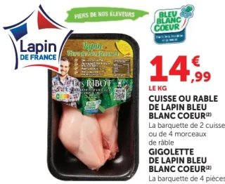Lapin de France Cuisse ou rable de lapin / Gigolette de lapin bleu blanc coeur