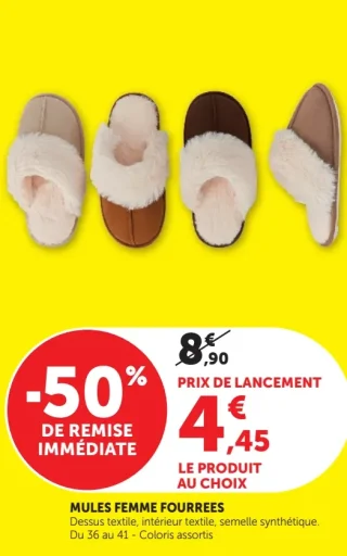 Mules femme fourrées