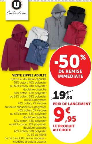 VESTE ZIPPEE ADULTE U Collection