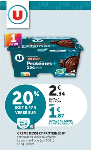 Crème dessert protéinée U Protéines+