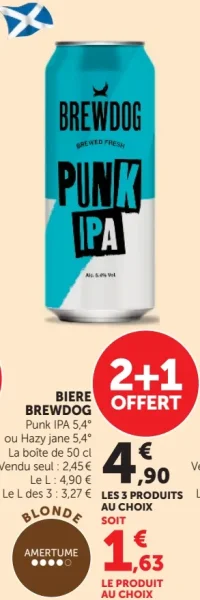BIERE BREWDOG Punk IPA 5,4° ou Hazy jane 5,4°
