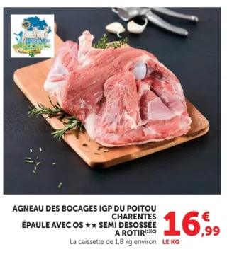 Agneau des Bocages IGP du Poitou Charentes Épaule avec os ** semi désossée à rôtir