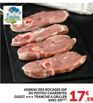 Agneau des Bocages IGP du Poitou Charentes Gigot *** tranche à griller avec os