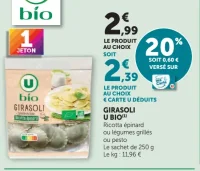 Girasoli Ricotta épinard, légumes grillés ou pesto U Bio