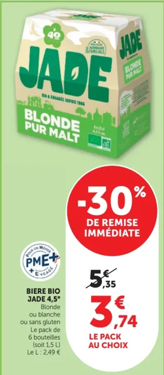 Bière bio Blonde Jade