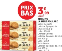 Biscuits La Mère Poulard Sablés ou palets ou Grandes Galettes ou Petits Beurre