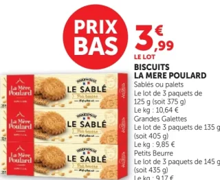 Biscuits La Mère Poulard Sablés ou palets ou Grandes Galettes ou Petits Beurre