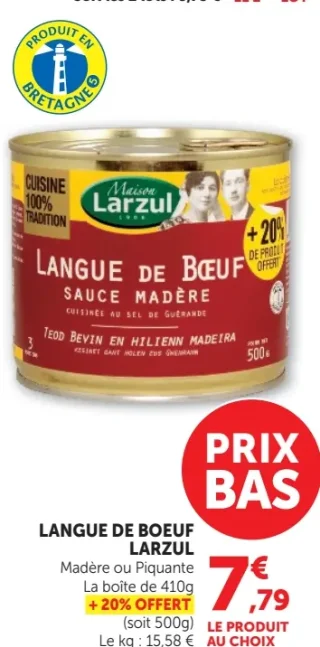 Langue de Boeuf Larzul Sauce Madère ou Piquante