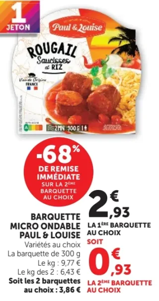 Barquette Micro Ondable Paul & Louise Rougail Saucisses et riz