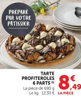 Tarte profiteroles 6 parts
