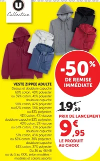 VESTE ZIPPEE ADULTE U Collection