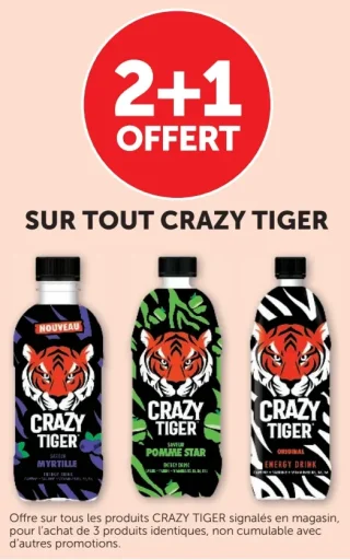 Boisson énergisante Crazy Tiger (Myrtille, Pomme Star, Original...)