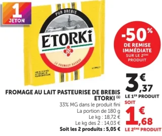 Fromage au lait pasteurisé de brebis Etorki