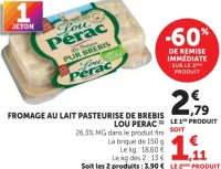 Fromage au lait pasteurisé de brebis Lou Pérac