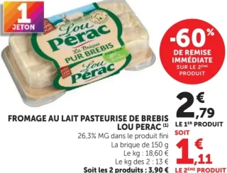 Fromage au lait pasteurisé de brebis Lou Pérac