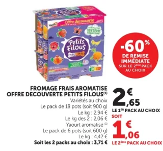 Fromage frais aromatisé offre découverte Petits Filous