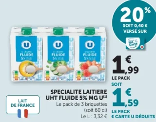 Spécialité laitière UHT fluide 5% MG U