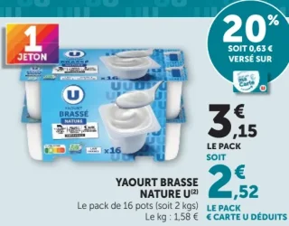 YAOURT BRASSE NATURE U