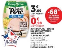 Rôti de Porc -25% de sel Conservation Sans Nitrite Fleury Michon