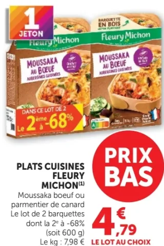Plats Cuisines Fleury Michon Moussaka boeuf ou parmentier de canard