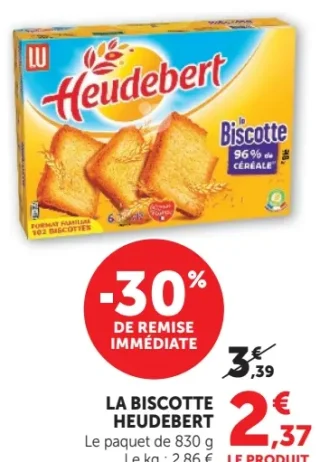 LA BISCOTTE HEUDEBERT Le paquet de 830 g