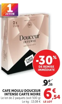 Café Moulu Douceur Intense Carte Noire Le lot de 2 paquets