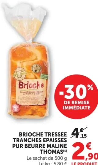 Brioche tressée tranches épaisses pur beurre Maline Thomas