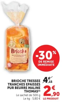 Brioche tressée tranches épaisses pur beurre Maline Thomas
