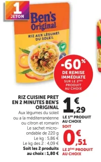 Riz cuisine pret en 2 minutes Ben's Original
