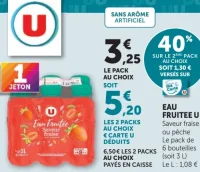 Eau Fruitée U Saveur fraise ou pêche