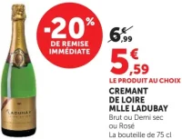 Crémant de Loire Mlle Ladubay Brut ou Demi sec ou Rosé