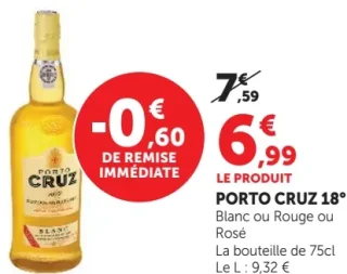 Porto Cruz 18° Blanc ou Rouge ou Rosé