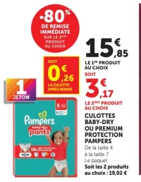 Culottes Baby-Dry ou Premium Protection Pampers