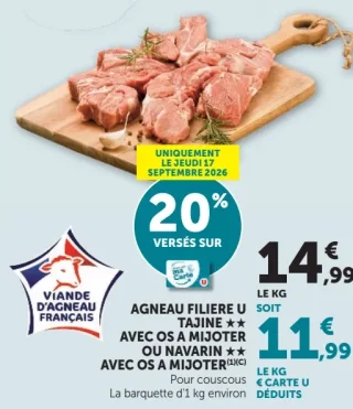 Agneau Filière U Tajine** avec os à mijoter ou Navarin** avec os à mijoter