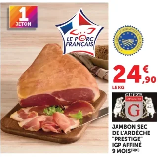 JAMBON SEC DE L'ARDÈCHE "PRESTIGE" IGP AFFINÉ 9 MOIS Guèze