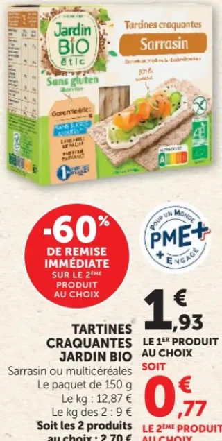 Tartines craquantes Sarrasin Jardin BiO étic