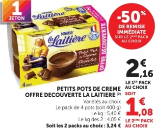 PETITS POTS DE CREME OFFRE DECOUVERTE LA LAITIERE Variétés au choix