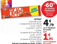 Kit Kat Chocolat au lait, Chunky ou Blanc