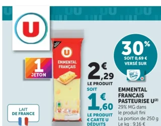 Emmental français pasteurisé U