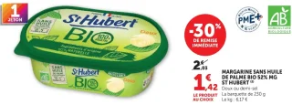 Margarine sans huile de palme bio 52% MG St Hubert