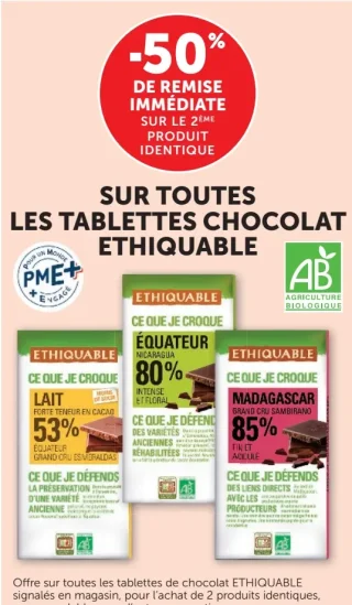 Tablettes chocolat Ethiquable