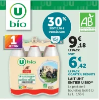 LAIT UHT ENTIER U BIO