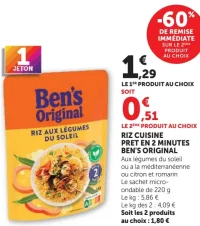 Riz cuisine pret en 2 minutes Ben's Original