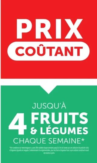 Jusqu'à 4 fruits & légumes à prix coûtant chaque semaine