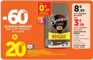 Café dosettes Senseo Classique, doux ou corsé XL Maxi Format