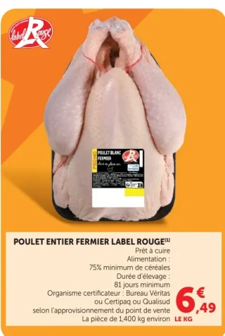 Poulet entier fermier Label Rouge