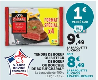 Tendre de boeuf ou bifteck de boeuf ou bouchee de boeuf Charal